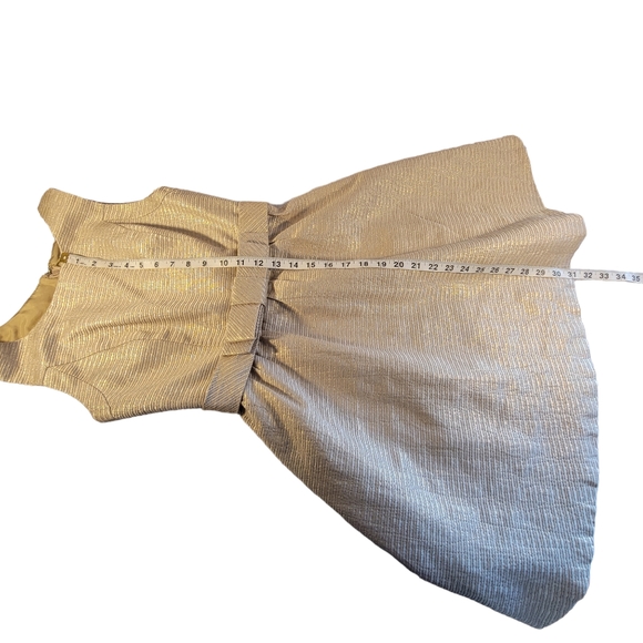 LC Lauren Conrad Gold Tone Holiday Christmas Formal Dress With Bow Women's 2 - Picture 10 of 13